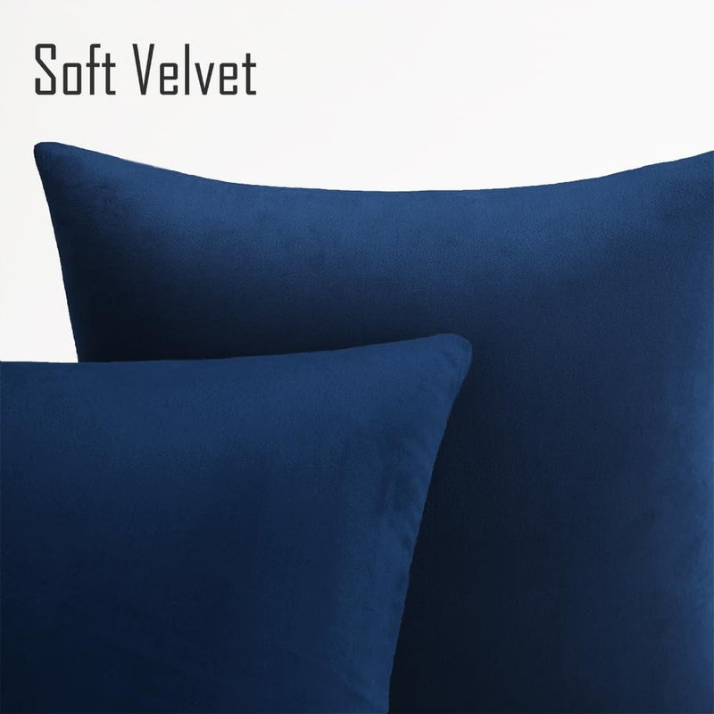 QUORGVES Navy Blue Throw Pillows Navy Blue Pillow Covers 20x20 Inch Pack of 2 for Couch Sofa Living Room Bed Bedroom Soft Square Velvet Throw Pillow Cover 20 x 20 Set of 2 - Image 2